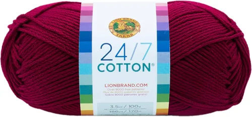 Miniatura 14 de Lion Brand Yarn, Hilo ligero mercerizado de algodón 24/7 para tejer, ganchillo y manualidades, Almirante, 1 paquete, 185 yardas de fibra natural