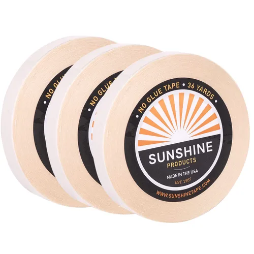 Miniatura 11 de Sunshine Tape Rollo de cinta adhesiva para peluca sin pegamento 1 pulgada x 3 yardas Doble cara, grado médico Cinta de tupé y peluca