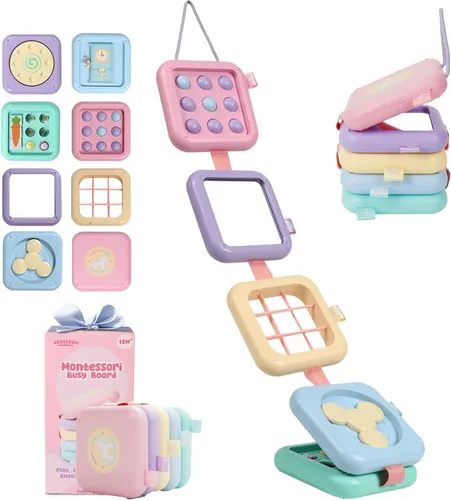GRESEESM Juguetes Montessori para niñas de 1 año, regalos, tablero de actividades para niños pequeños, juguetes sensoriales de aprendizaje y viaje