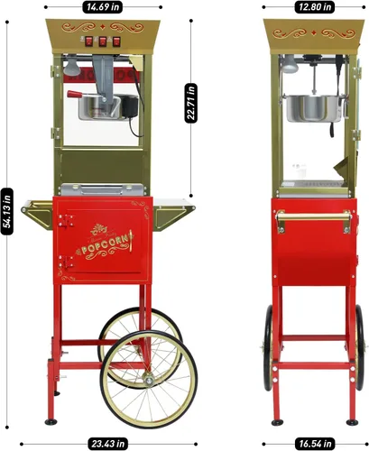 Miniatura 3 de Nostalgia - Máquina para hacer palomitas de maíz con carrito – Carrito profesional con hervidor de 12.5 onzas que hace hasta 20 tazas – Máquina Rojo