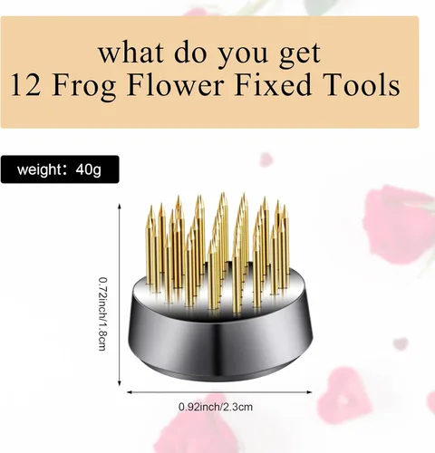 Miniatura 4 de Geiserailie 12 piezas de 0.906 in/0.92 pulgadas de acero inoxidable, rana floral redonda de metal, rana floral japonesa Ikebana fija, arreglo
