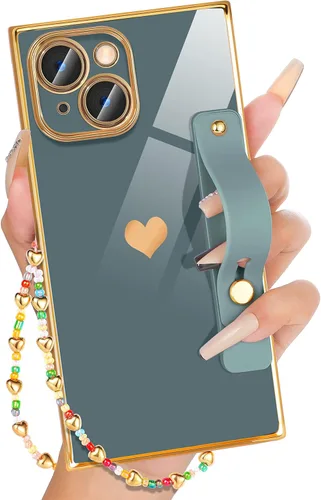 Miniatura 19 de Petitian Funda para iPhone 13 Pro Max con Soporte/Cordón, Lujosa y Linda para Mujeres y Niñas con Corazón Electrochapado, Fundas de Teléfono de Negro