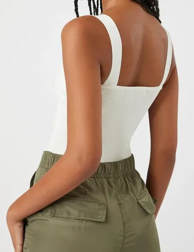 Miniatura 5 de Meladyan Women Sweetheart Neck Twist Knot Sleeveless Crop Top Tank Rib Knitted Backless Cute Cropped Cami Vest Top