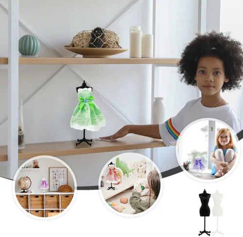 Miniatura 4 de STOBOK Maniquí de muñeca con forma de vestido de muñeca, 8 piezas, ropa, vestido, exhibición, mini muñecas, accesorios para vestidos de muñecas