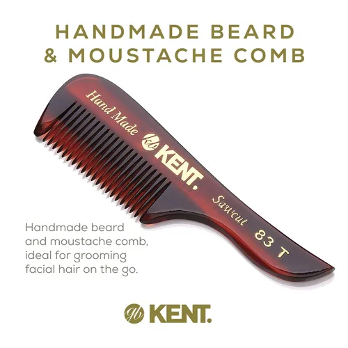 Miniatura 3 de Kent Peine de bolsillo para barba y bigote de caballero pequeño 83T, tamaño de bolsillo dentado fino para aseo y peinado del vello facial. Corte