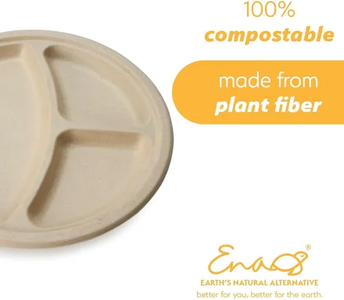Miniatura 3 de Platos de papel desechables 100% compostables a granel [10 pulgadas, 3 comp 125 paquetes], platos de bambú, ecológicos, biodegradables, resistentes