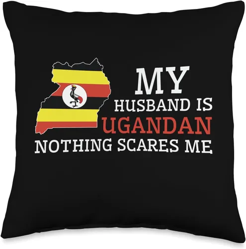 Wedding & Married with Ugandan Designs Almohada con diseño de bandera ugandesa Nothing Scares Me Wife Husband Uganda Pride (16 x 16 pulgadas),