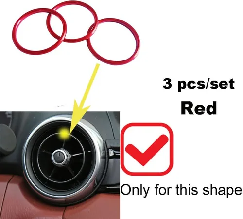Miniatura 3 de Adorno de salida de ventilación de aire acondicionado de coche para Mazda MX-5 MX5 Mazda 2 CX-3 CX3 RF ND Accesorios de coche (Anillo interior rojo)