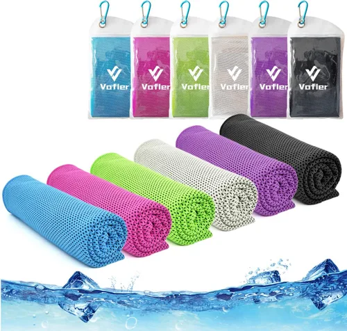 Toalla de enfriamiento, paquete de 6 toallas de microfibra fría fría para la cabeza, bandana para el cuello (40 x 12 pulgadas) para atletas,