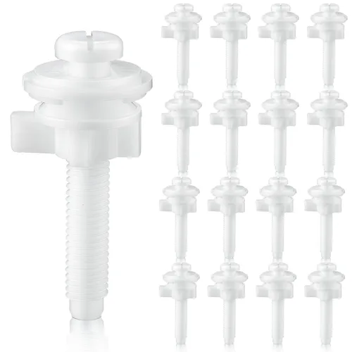 Miniatura 13 de Kit de repuesto de 32 piezas de tornillos para asiento de inodoro Jetec, pernos de plástico con tuercas de plástico y arandelas, kit de piezas