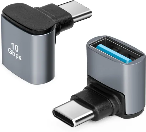 Adaptador USB C a USB 3.1 OTG de 90 grados (paquete de 2), adaptador USBC tipo C macho a USB hembra, transferencia de datos 10G para smartphone,
