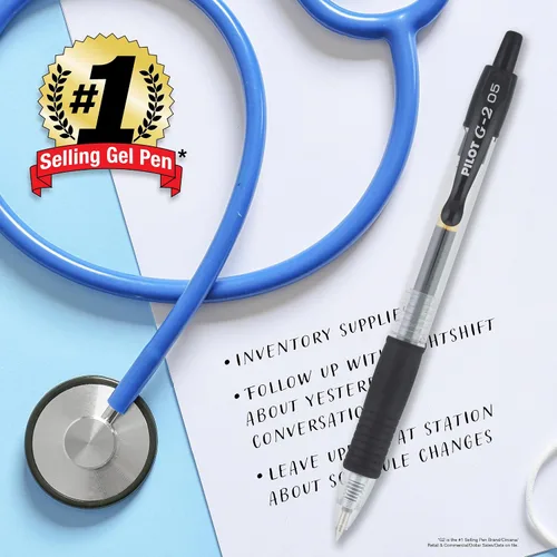 Miniatura 8 de Bolígrafos Pilot G2 Premium de Gel, Punta Extra Fina de 0.5 mm, Bolígrafos de Gel de Tinta Negra, Paquete de 12 - Ideal para Escuela, Diario