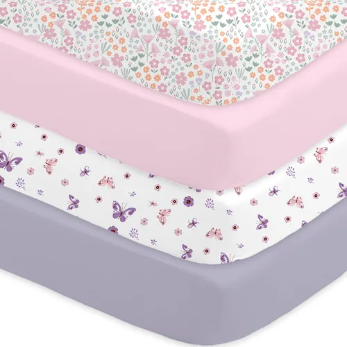 Miniatura 11 de Bimocosy Paquete de 4 sábanas para cuna, sábanas bajeras para cuna de bebé, transpirables y de ajuste cómodo, suaves para colchón de cuna estándar
