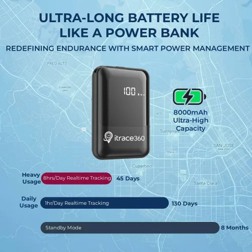 Miniatura 4 de Rastreador GPS magnético para vehículos, rastreador de coche antirrobo oculto, batería ultra larga de 8000 mAh Seguimiento en tiempo real