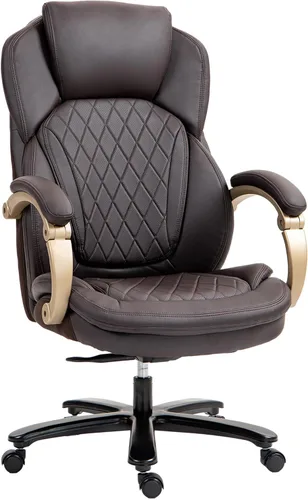 Vinsetto Silla de oficina ejecutiva grande y alta con asiento ancho, silla de escritorio para computadora con respaldo alto costuras de diamante,