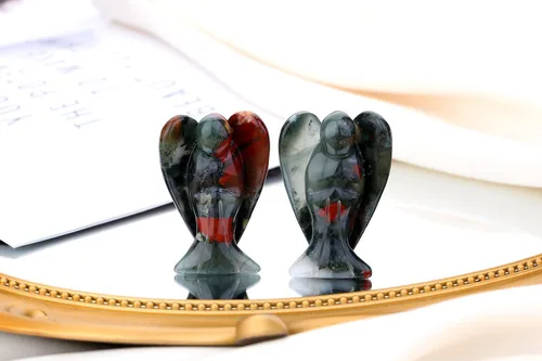 Miniatura 3 de QINJIEJIE Cristales de Piedra de Sangre Africana Decoración de Ángel Estatua de la Paz Piedra Ángel Guardián Sanador Gemas Talladas a Mano Lindas
