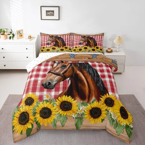Miniatura 21 de Juego de edredón de vaquero, tamaño King, juego de ropa de cama de herradura con estrellas del oeste de Texas para adultos, hombres y niños, ropa