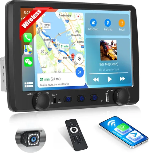 Miniatura 10 de Estéreo de coche de un solo DIN con Carplay inalámbrico y Android Auto, 5.5 "1 DIN pantalla táctil Radio de coche con Bluetooth FM Radio espejo