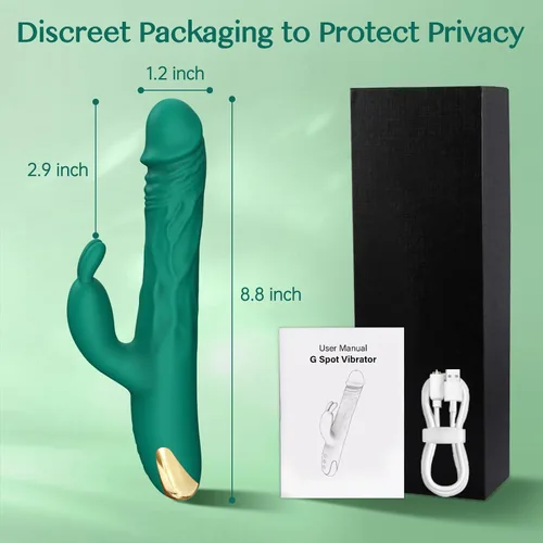 Miniatura 7 de Vibrador de punto G de empuje de conejo para mujeres, 5 modos de empuje y 10 vibraciones Realistic Body-Safe Silicone Dildo Clitoral Stimulation