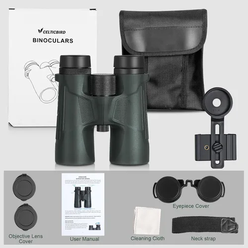 Miniatura 7 de Prismáticos Celticbird 10x42 HD para adultos, de alta potencia con soporte para teléfono, prisma BAK4, impermeables, para viajes, observación