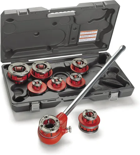 Miniatura 5 de RIDGID 36475 Juego de roscadores de trinquete expuestos, modelo 12-R Juego de roscado de tubos de trinquete de 1/2 a 2 pulgadas NPT y enhebrador