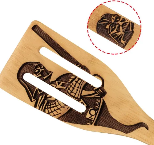 Miniatura 3 de Star War - Juego de Cucharas de Madera Quemadas, Idea de Regalo, Utensilios de Cocina y Servir, Bambú Natural, Regalos para Estreno de Casa, Cuchara
