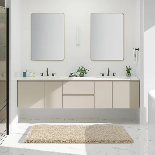 Miniatura 71 de Yimobra Alfombra de baño de felpa esponjosa, súper lanuda suave, cómoda, antideslizante, absorbente de agua, alfombra de baño de microfibra que se