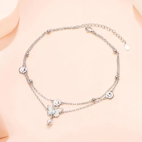 Miniatura 5 de Tobillera de plata de ley S925 ajustable para mujer