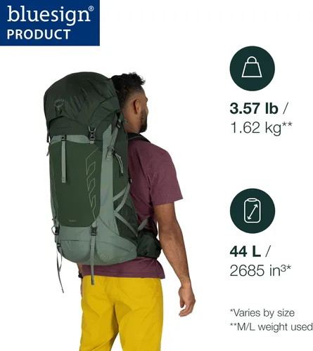 Miniatura 2 de Osprey Talon 44L Mochila de senderismo ligera para hombre, mochila para viajes y campamento, negro/gris carbón, L/XL