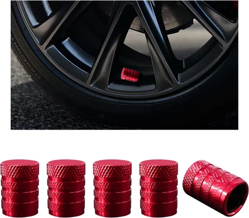 Miniatura 14 de Ziciner 5 piezas de tapas de vástago de válvula de neumático para automóvil, cubiertas de vástago de rueda de aluminio anodizado, tapas de aire