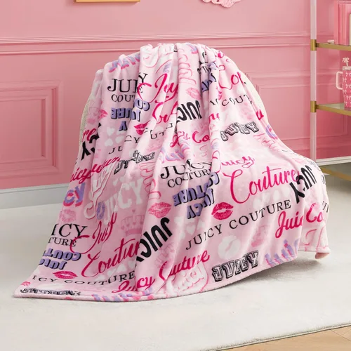 Miniatura 8 de Juicy Couture Berry Happy - Manta de felpa de 50 x 70 pulgadas, color rosa, mantas decorativas para sofás, mantas para sillas y camas