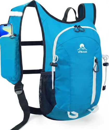 Miniatura 16 de VPBAGE Mochila de senderismo pequeña con soporte frontal para teléfono, mochila plegable con correa de pecho y cintura, Naranja-, Pequeño, Mochilas