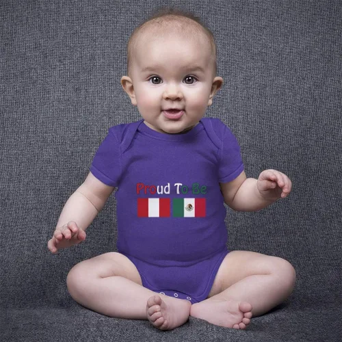 Miniatura 6 de Body de bebé personalizado para niño y niña Orgulloso de ser Perú y México Banderas Ropa de algodón