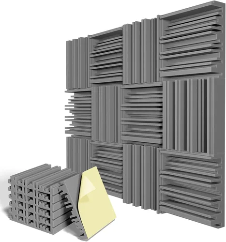 Miniatura 20 de Paquete de 12 paneles de pared insonorizados, paneles de espuma acústica de 12" x 12" x 2" para paredes, panel insonorizante autoadhesivo, paneles