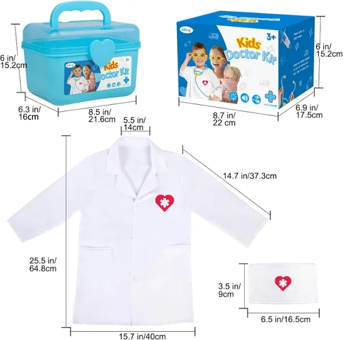 Miniatura 6 de Liberry Kit médico para niños pequeños de 3, 4 y 5 años, juego de médico para niñas y niños, kit médico de juego de simulación con estetoscopio