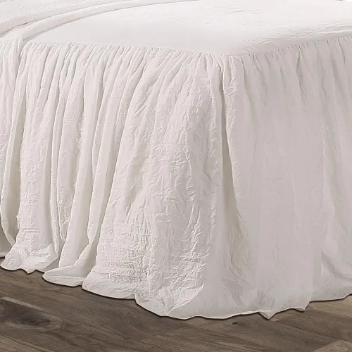 Miniatura 5 de Lush Decor Juego de colcha con falda de volantes - Juego de ropa de cama de granja de 3 piezas de lujo - Detalle elegante de volantes - Estilo Blanco