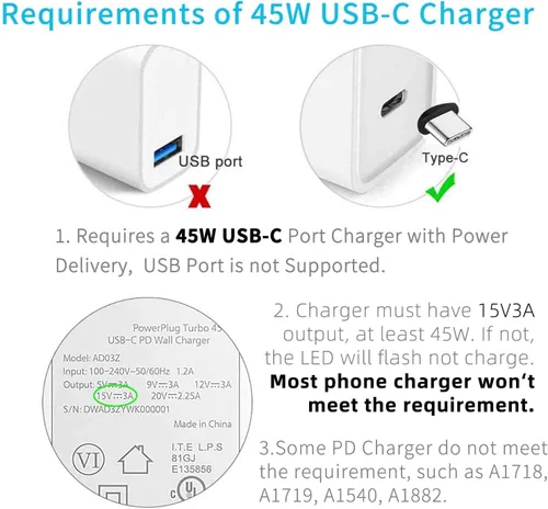 Miniatura 7 de Cable de carga USB C para Surface RT y Pro 1 2 (negro de 6 pies), funciona con cargador USB-C de 15 V/3A 45 W, compatible con Microsoft Surface 1512