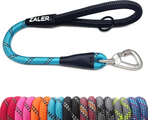 Miniatura 11 de ZALER Correa Corta para Perro, Correas de Tráfico de Cuerda de 26 Pulgadas para Perros, Correa Reflectante para Perro con Anillo en O, Correa Negro