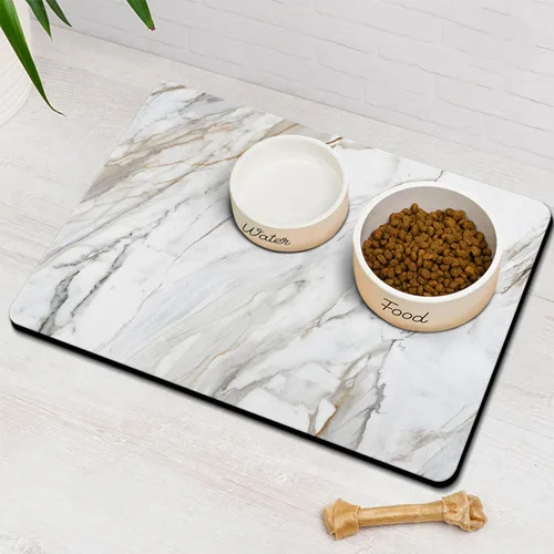 Miniatura 10 de Tapetes para Comida de Perros para Pisos Absorbentes, Tapete para Comida de Mascotas y Gatos - Tapetes de Secado Rápido para Tazones de Perros