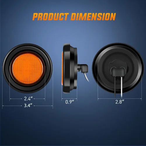Miniatura 2 de Nilight juego de 8 luces LED de 2.5 pulgadas redondas, luces de gálibo de 13 LED, color rojo y ámbar, montaje empotrado con tapón, ojal y coleta