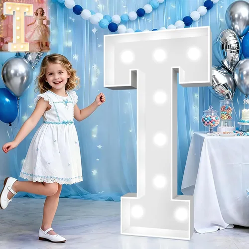 Miniatura 19 de Pooqla Letras de marquesina iluminadas de 3 pies, letras de marquesina con luz LED blanca fría y blanca cálida, letras de mosaico gigante para Letra