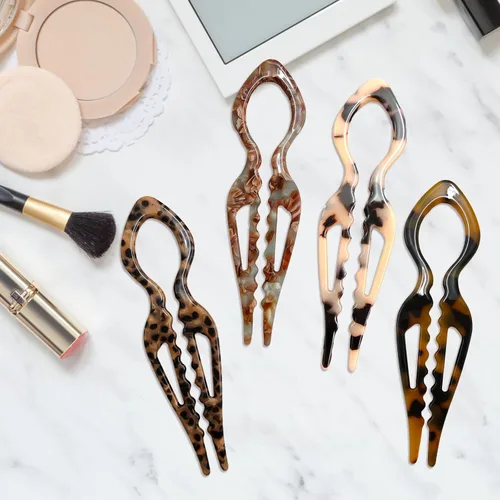 Miniatura 3 de 4 horquillas de pelo francés Prestige para mujer, pinzas de acetato para cabello grueso, fino y fino, pasadores decorativos para moño en negro