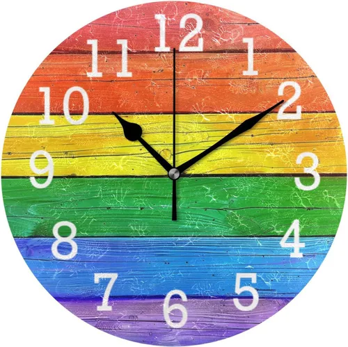 Miniatura 10 de UNISE Reloj de pared redondo con búho azul, silencioso, sin tictac, funciona con pilas, decorativo, acrílico, reloj de pared con colibríes, pájaro
