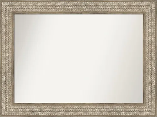 Miniatura 188 de Amanti Art Espejo de baño plateado para sobre fregadero, 26 x 26 pulgadas, espejo cuadrado de níquel pulido, marco de madera tradicional mediano, se