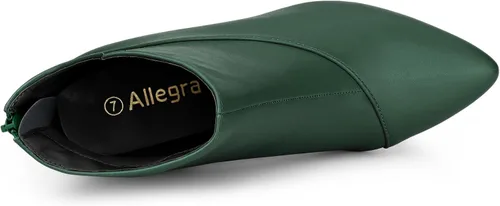 Miniatura 5 de Allegra K Botines de tacón de cuña con cremallera y punta puntiaguda para mujer