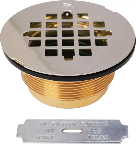 Miniatura 14 de Westbrass D206B-50 Cuerpo de drenaje de ducha de compresión de 4-1/4" OD con placa de cubierta de rejilla, recubrimiento en polvo blanco Blanco