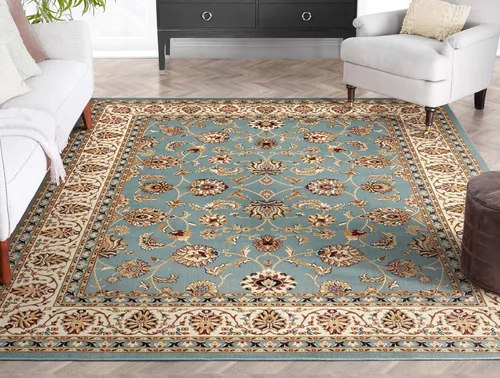 Well Woven Barclay Collection Sarouk - Alfombra de área azul claro de 6 x 9 pies, para sala de estar, dormitorio y comedor