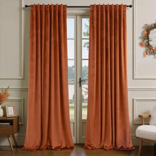 Miniatura 18 de Cortinas de terciopelo opacas para oscurecer la habitación de 63 pulgadas de largo para sala de estar, comedor, 2 paneles, privacidad pesada