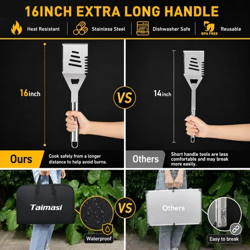 Miniatura 2 de 34 accesorios para parrilla, regalos para hombres, accesorios de barbacoa resistentes de 16 pulgadas, herramientas de barbacoa de acero inoxidable