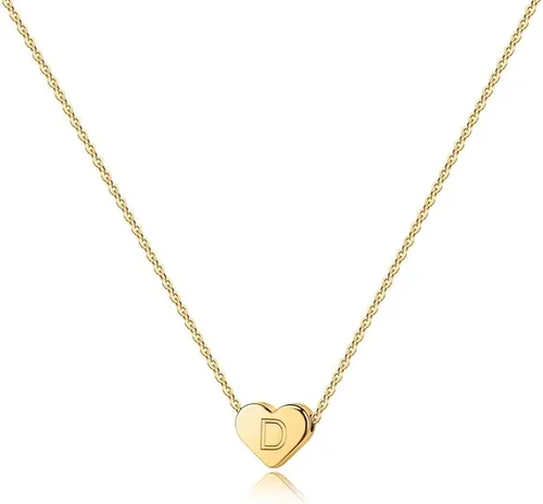 Miniatura 24 de Turandoss Collar con inicial de corazón para mujeres y niñas, delicado chapado en oro de 14 quilates, dije de corazón con letra A-Z, collar